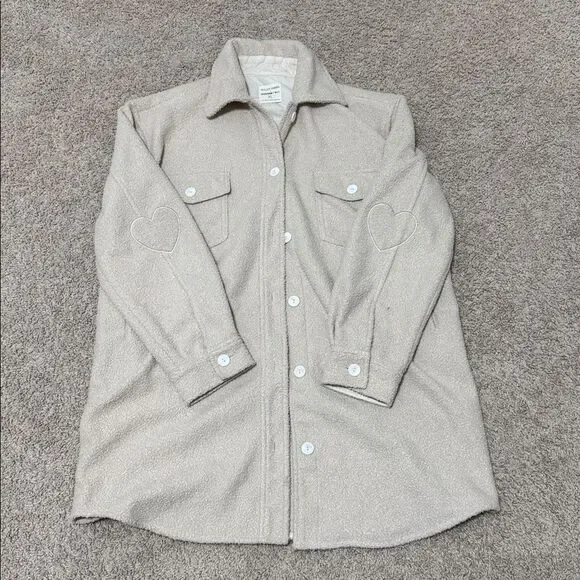 Jackson Rowe x Jillian Harris The Scholar Shacket Warm Vanilla Heart Jacket Top - Picture 6 of 8